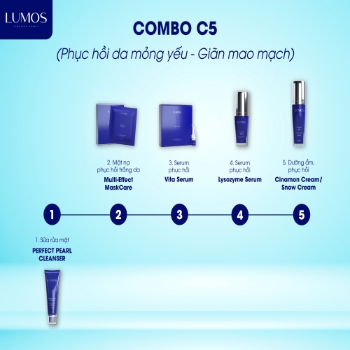 Combo phục hồi da mỏng yếu - giãn mao mạch, mờ nám, tàn nhang C5